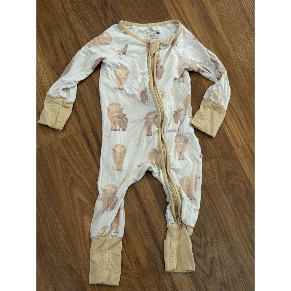 Caden Lane Baby Boys 0-3 Months Highland Cow Footie Sleeer Pajamas